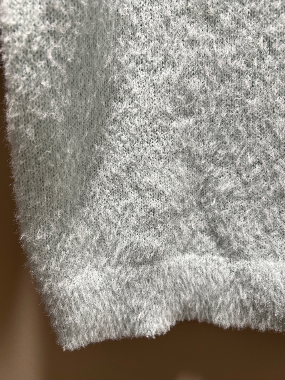 Light Blue Fuzzy Knit Short-Sleeve Sweater - Picture 4 of 4